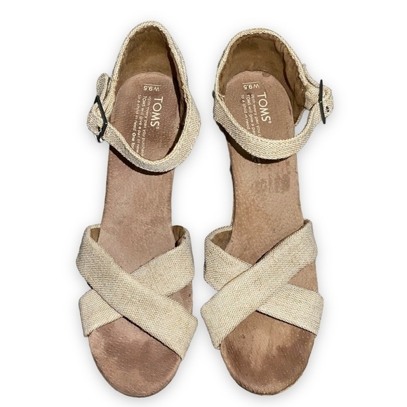 TOM'S Sienna Cork Wedge Sandal Beige 9.5W - Picture 13 of 13